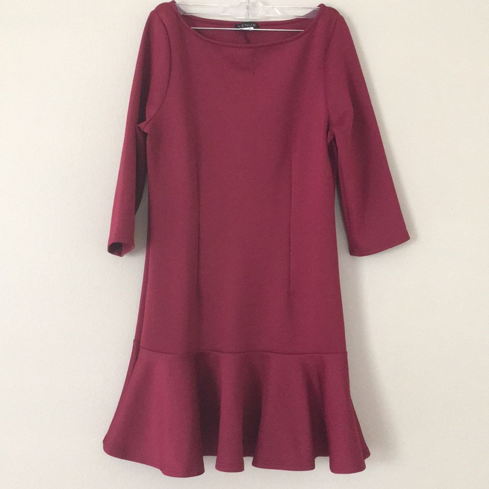 VENUS burgundy quarter sleeve dress
